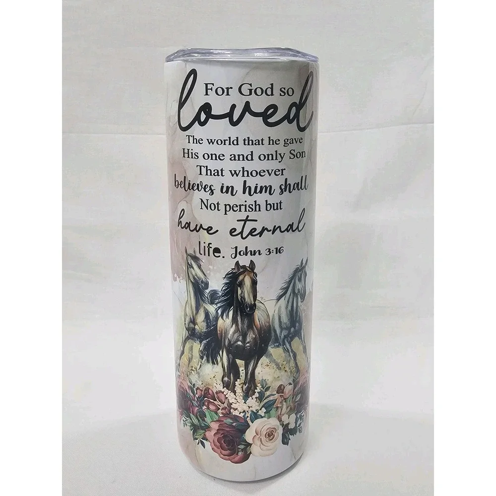 John 3:16 For God So Loved The World, Jesus 20oz Stainless Steel Skinny Tumbler